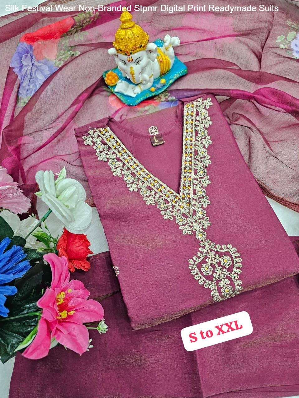 Silk Festival Wear Non-Branded Stpmr Digital Print Readymade Suits