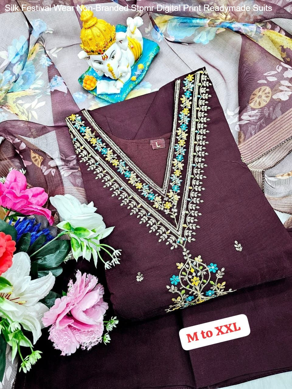 Silk Festival Wear Non-Branded Stpmr Digital Print Readymade Suits