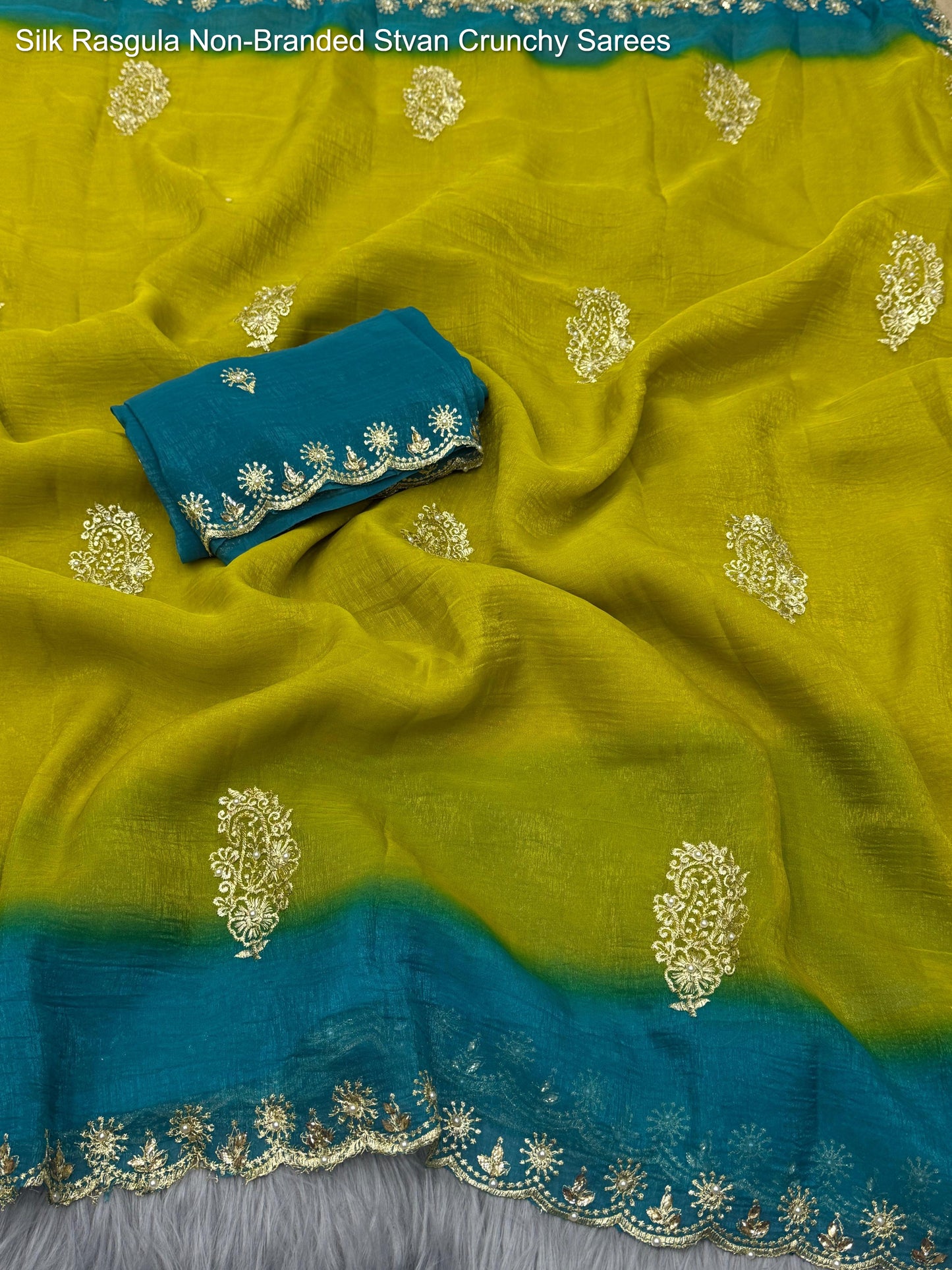 Silk Rasgula Non-Branded Stvan Crunchy Sarees