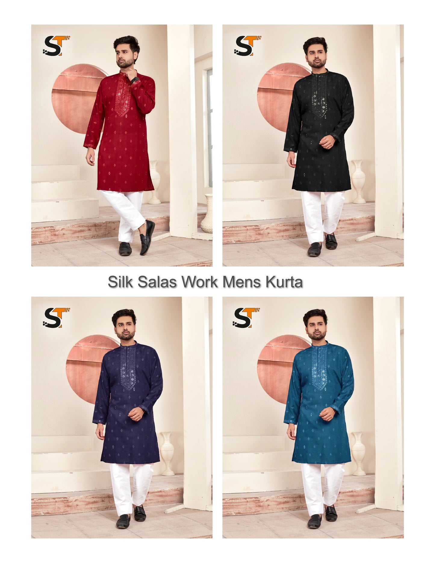 Silk Salas Work Mens Kurta