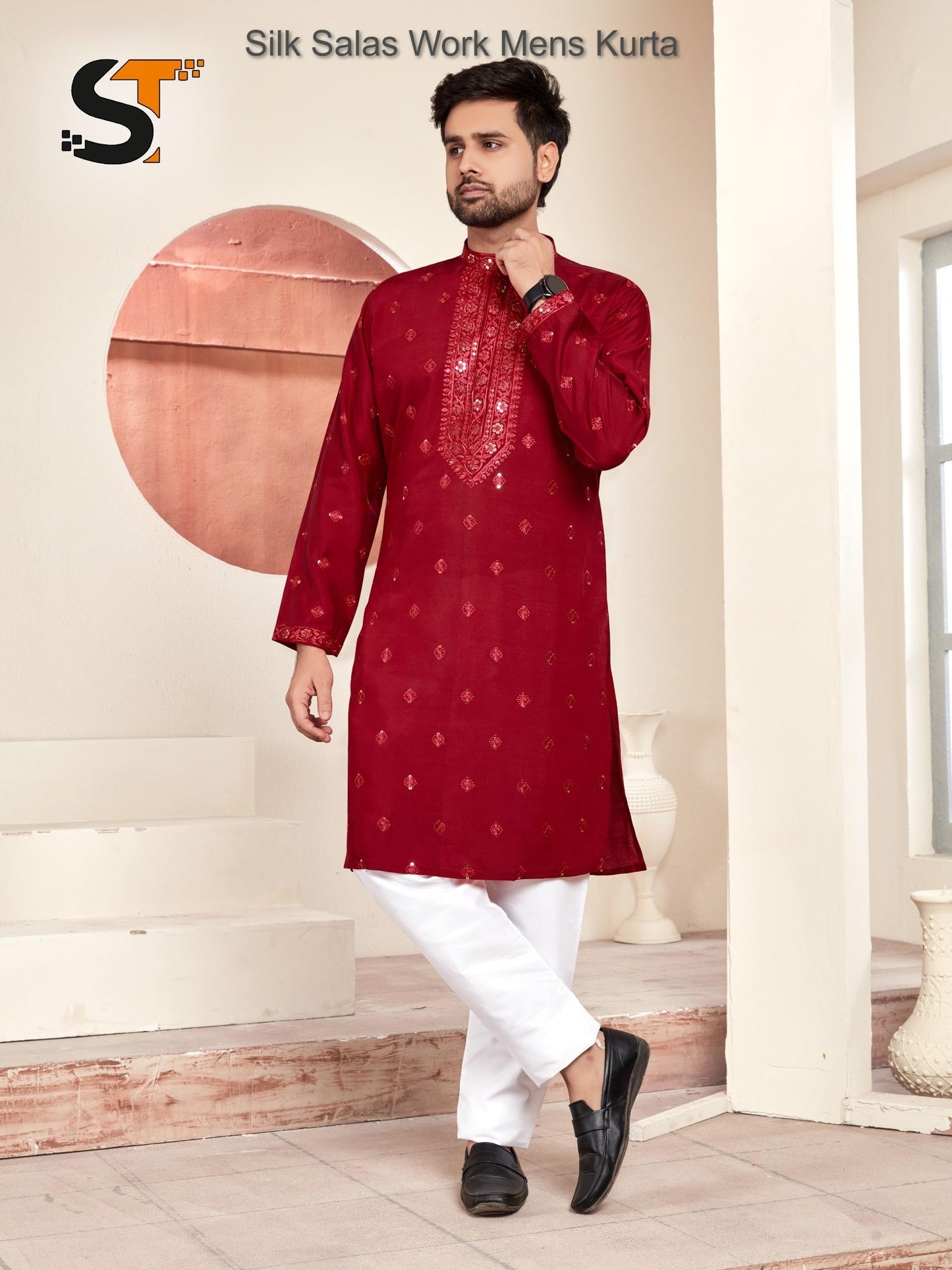 Silk Salas Work Mens Kurta