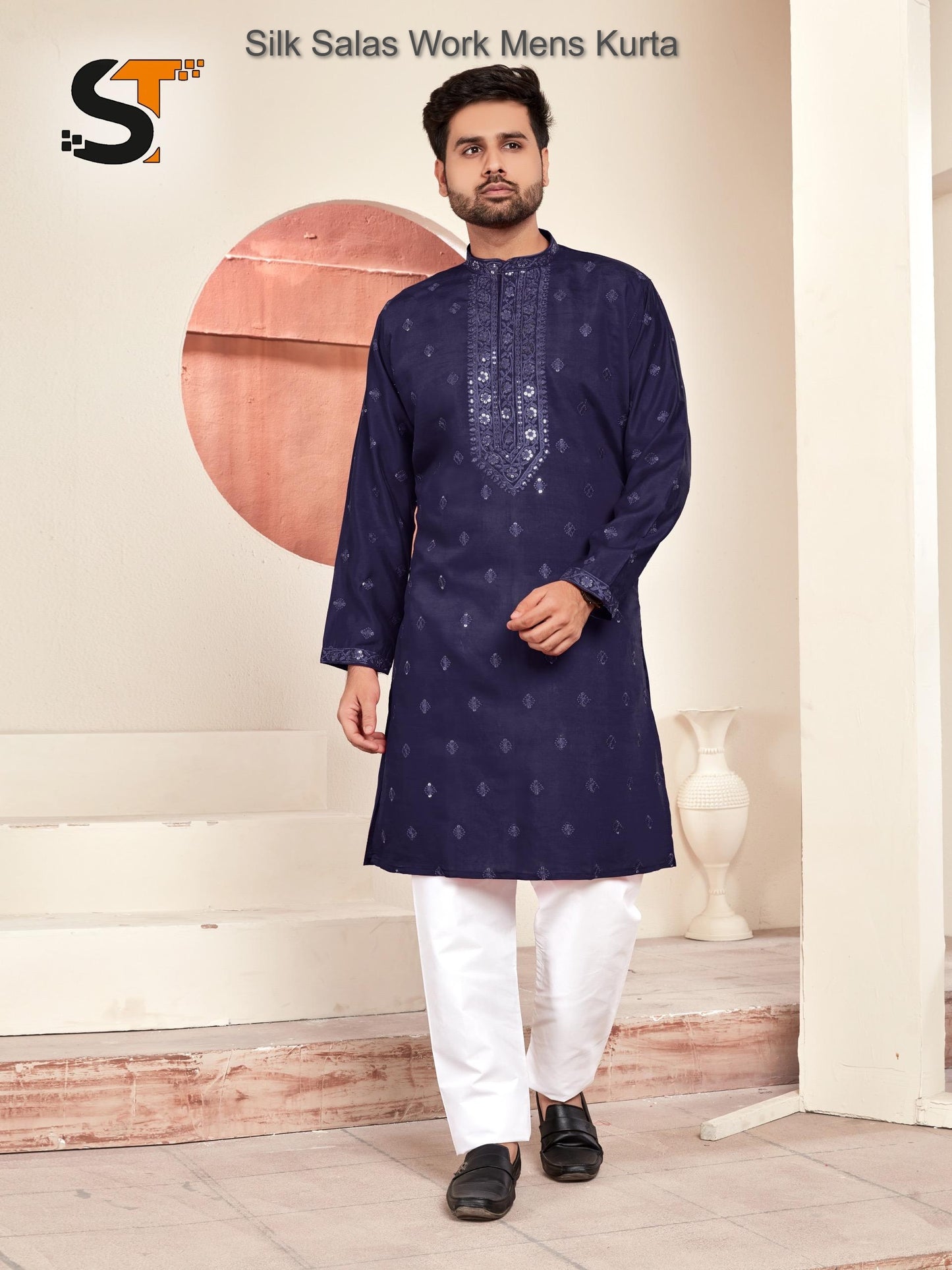 Silk Salas Work Mens Kurta