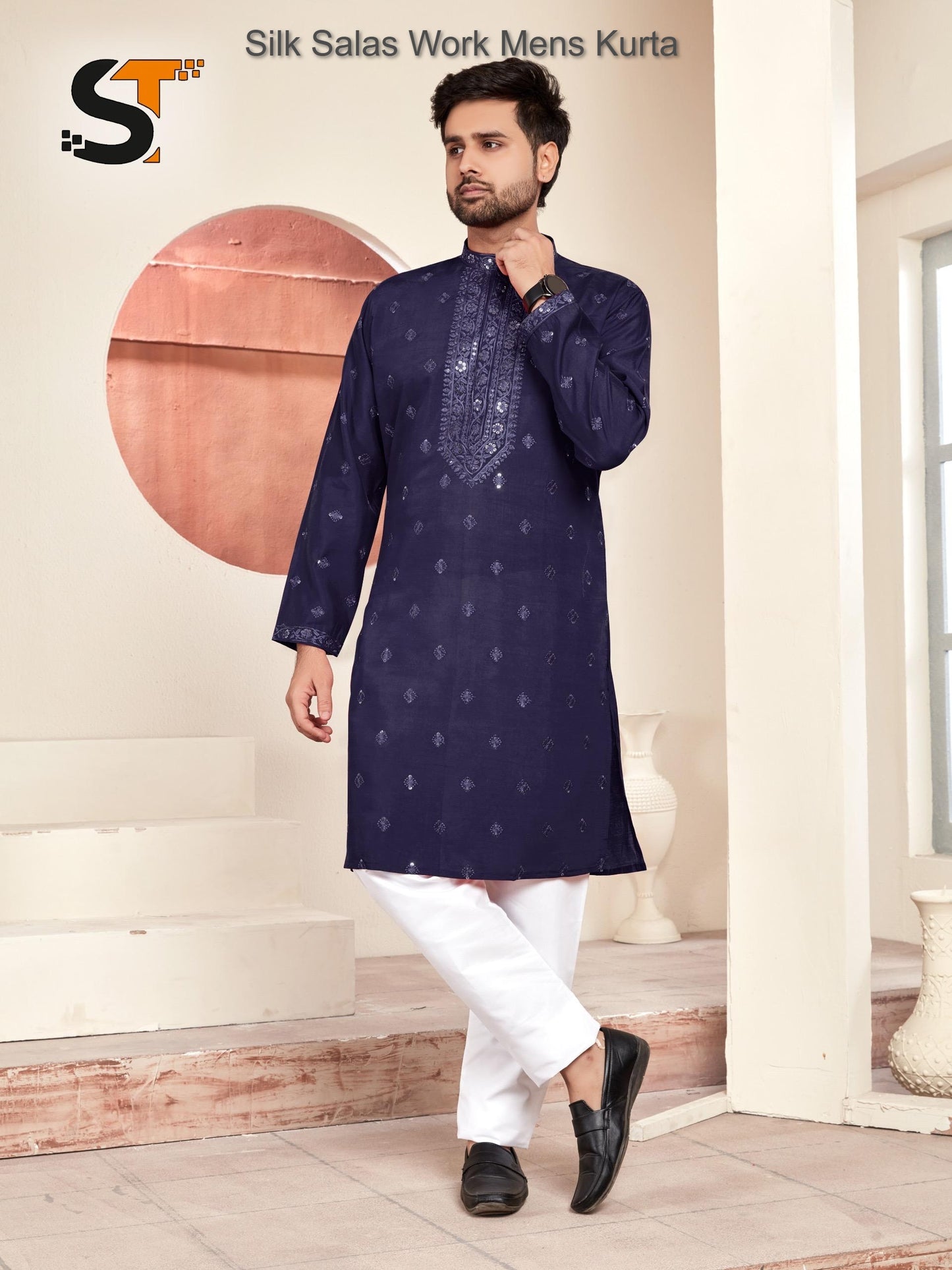 Silk Salas Work Mens Kurta