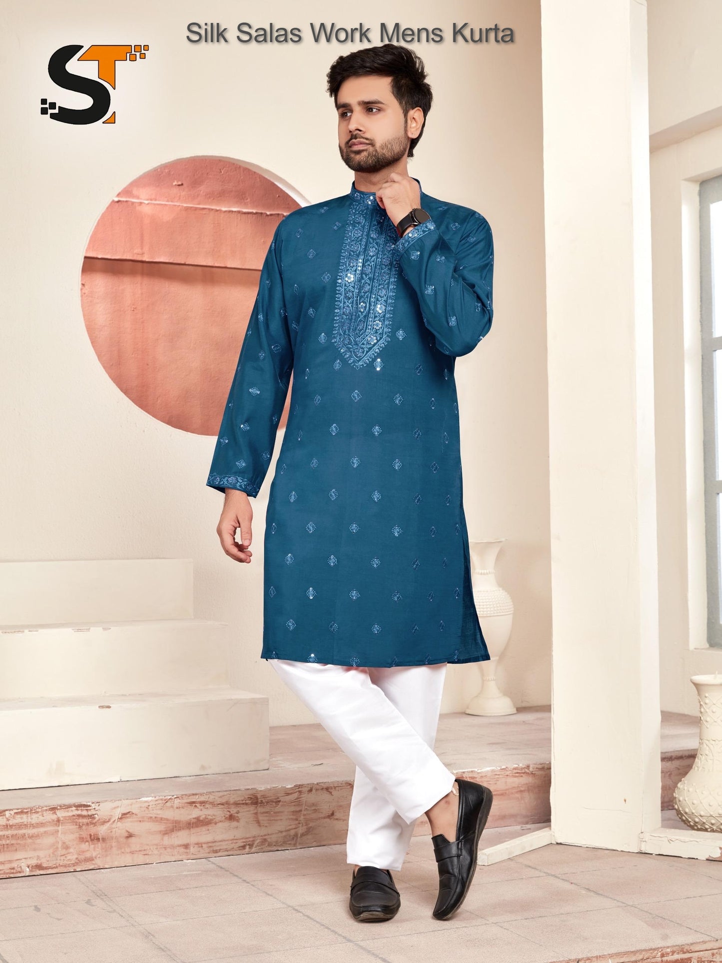 Silk Salas Work Mens Kurta