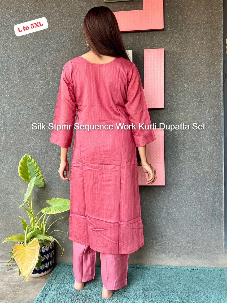 Silk Stpmr Sequence Work Kurti Dupatta Set