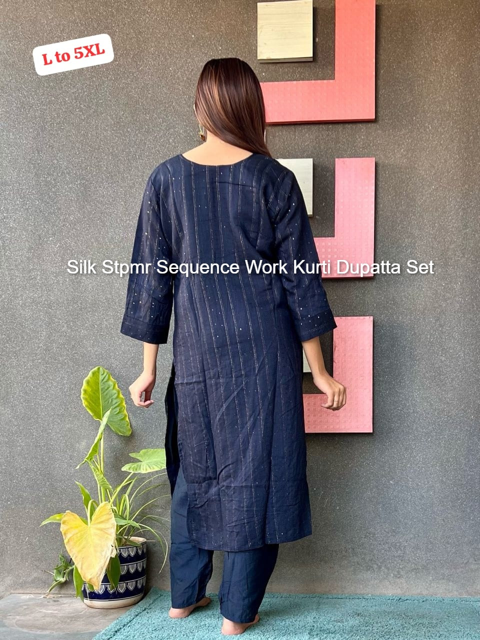 Silk Stpmr Sequence Work Kurti Dupatta Set