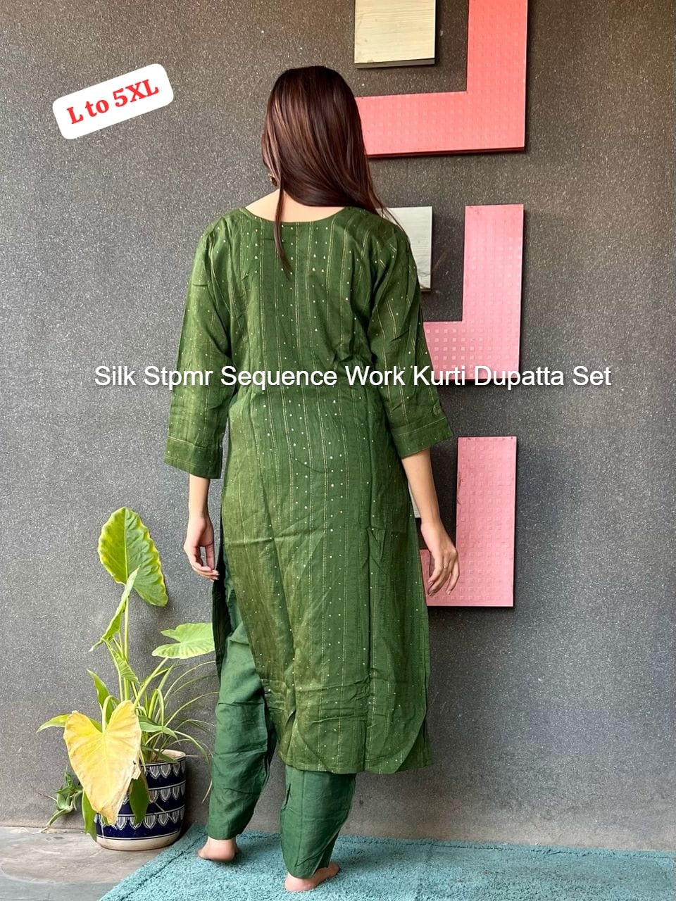 Silk Stpmr Sequence Work Kurti Dupatta Set