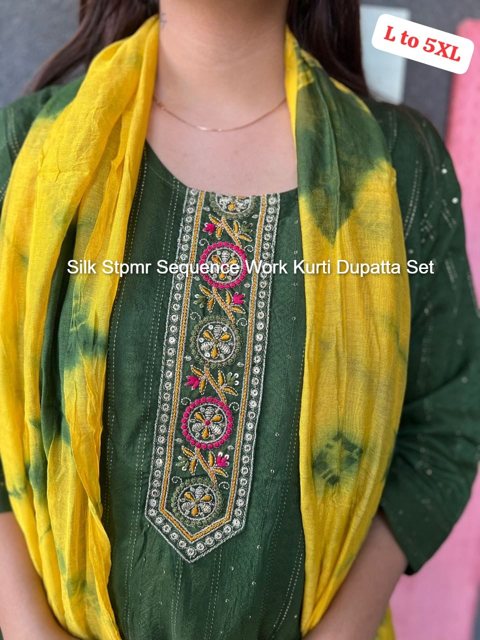 Silk Stpmr Sequence Work Kurti Dupatta Set