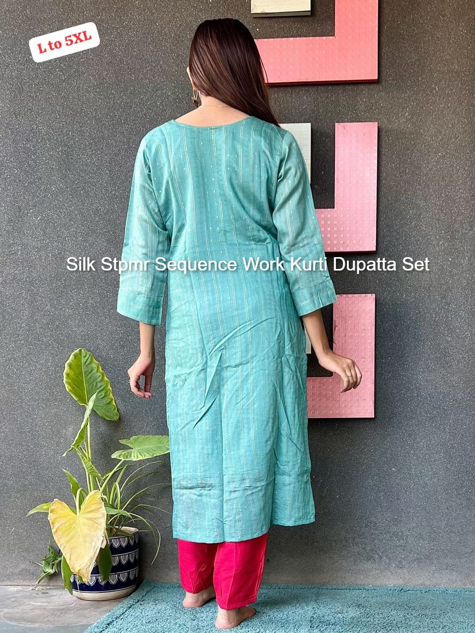 Silk Stpmr Sequence Work Kurti Dupatta Set