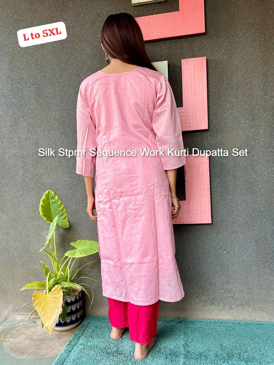 Silk Stpmr Sequence Work Kurti Dupatta Set