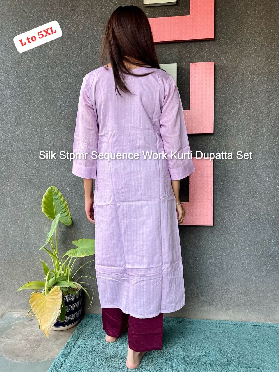 Silk Stpmr Sequence Work Kurti Dupatta Set