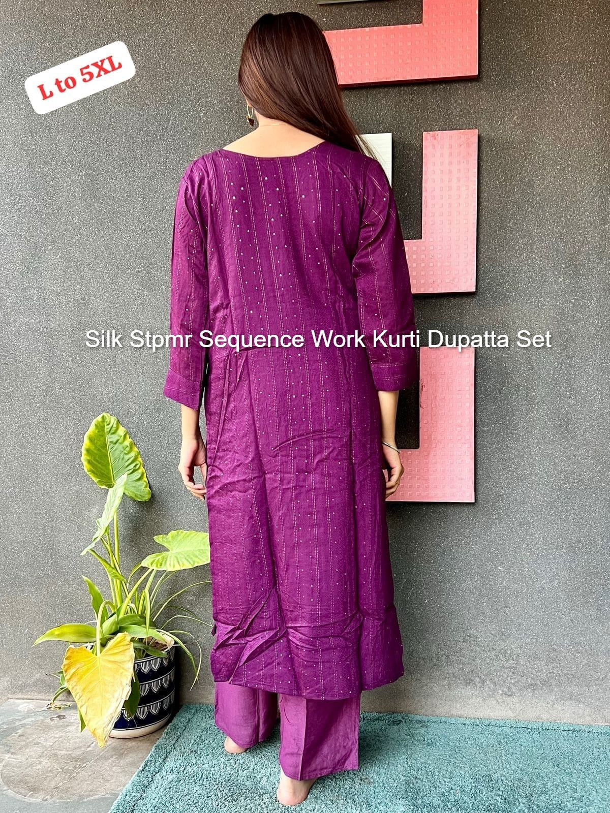 Silk Stpmr Sequence Work Kurti Dupatta Set