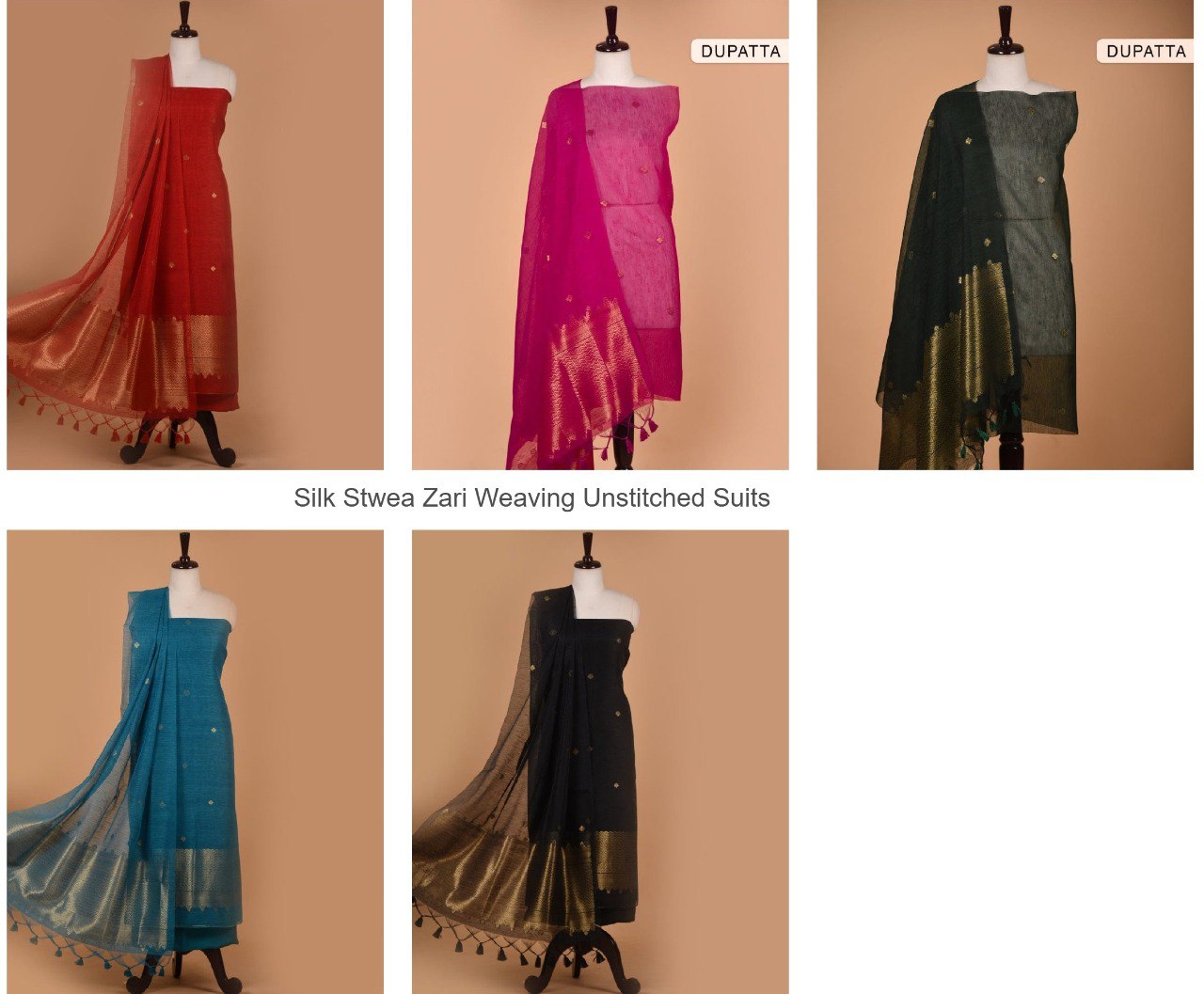 Silk Stwea Zari Weaving Unstitched Suits