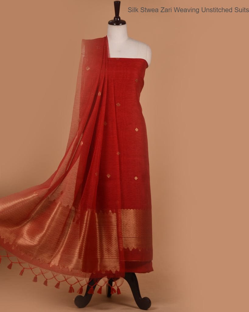 Silk Stwea Zari Weaving Unstitched Suits