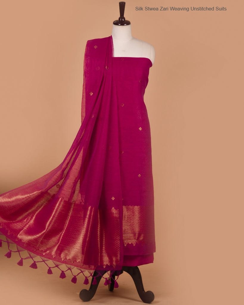 Silk Stwea Zari Weaving Unstitched Suits