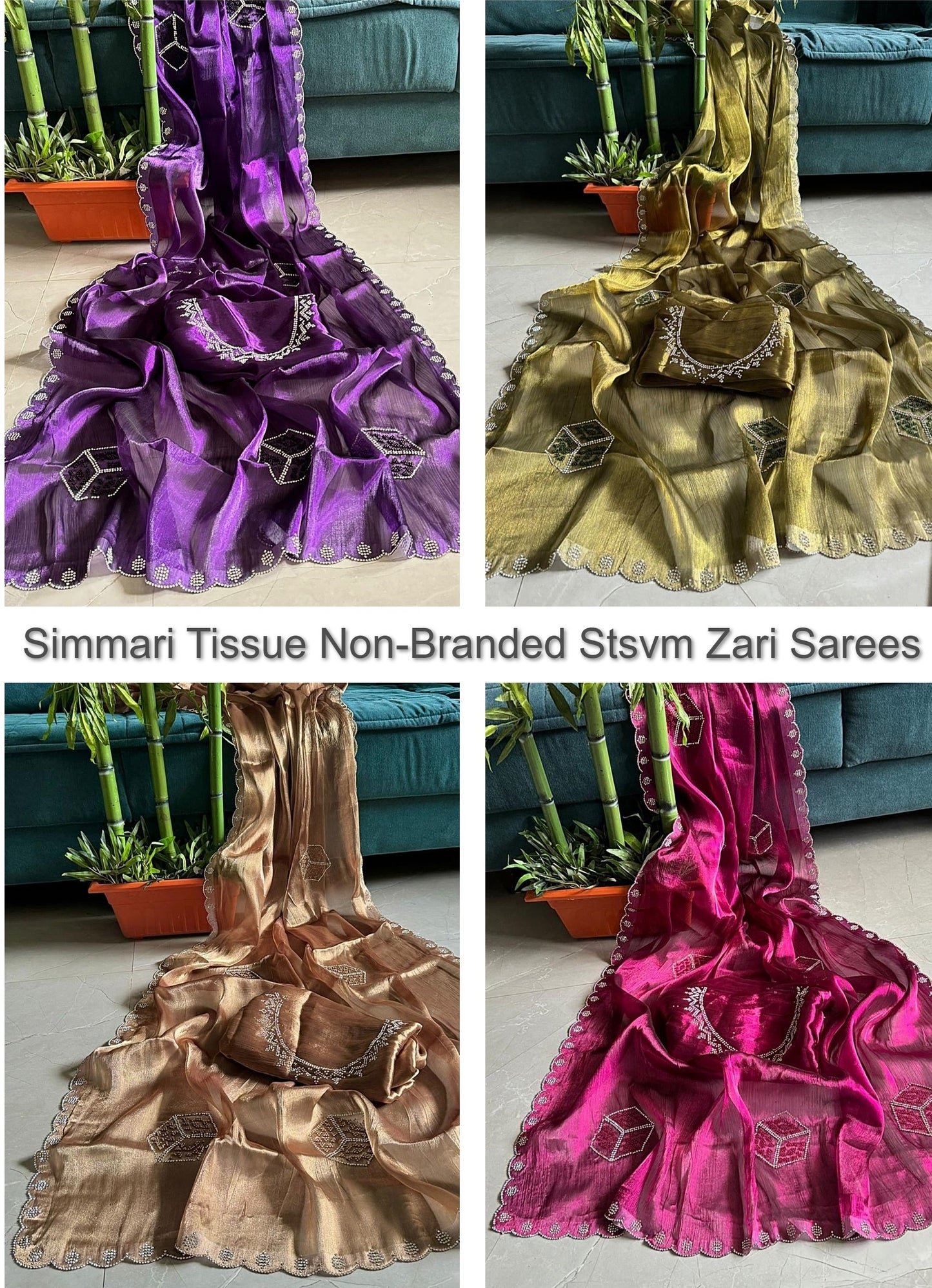 Simmari Tissue Non-Branded Stsvm Zari Sarees