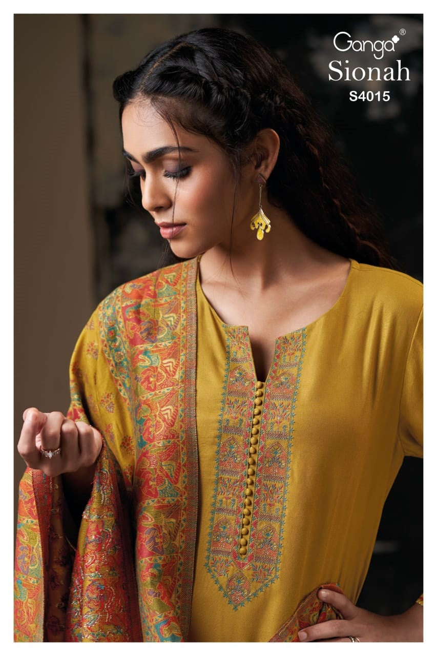 Sionah 4015 Ganga Embroidery Unstitched Suits