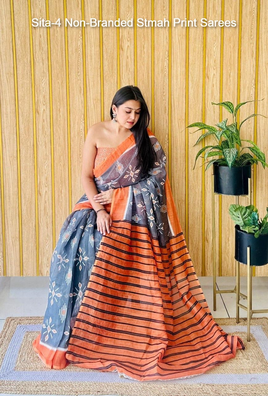 Sita-4 Non-Branded Stmah Print Sarees