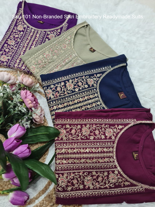 Sku-101 Non-Branded Stkri Embroidery Readymade Suits