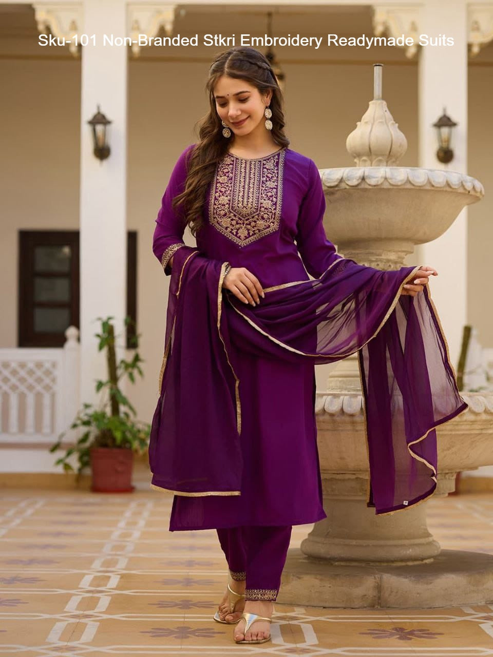 Sku-101 Non-Branded Stkri Embroidery Readymade Suits