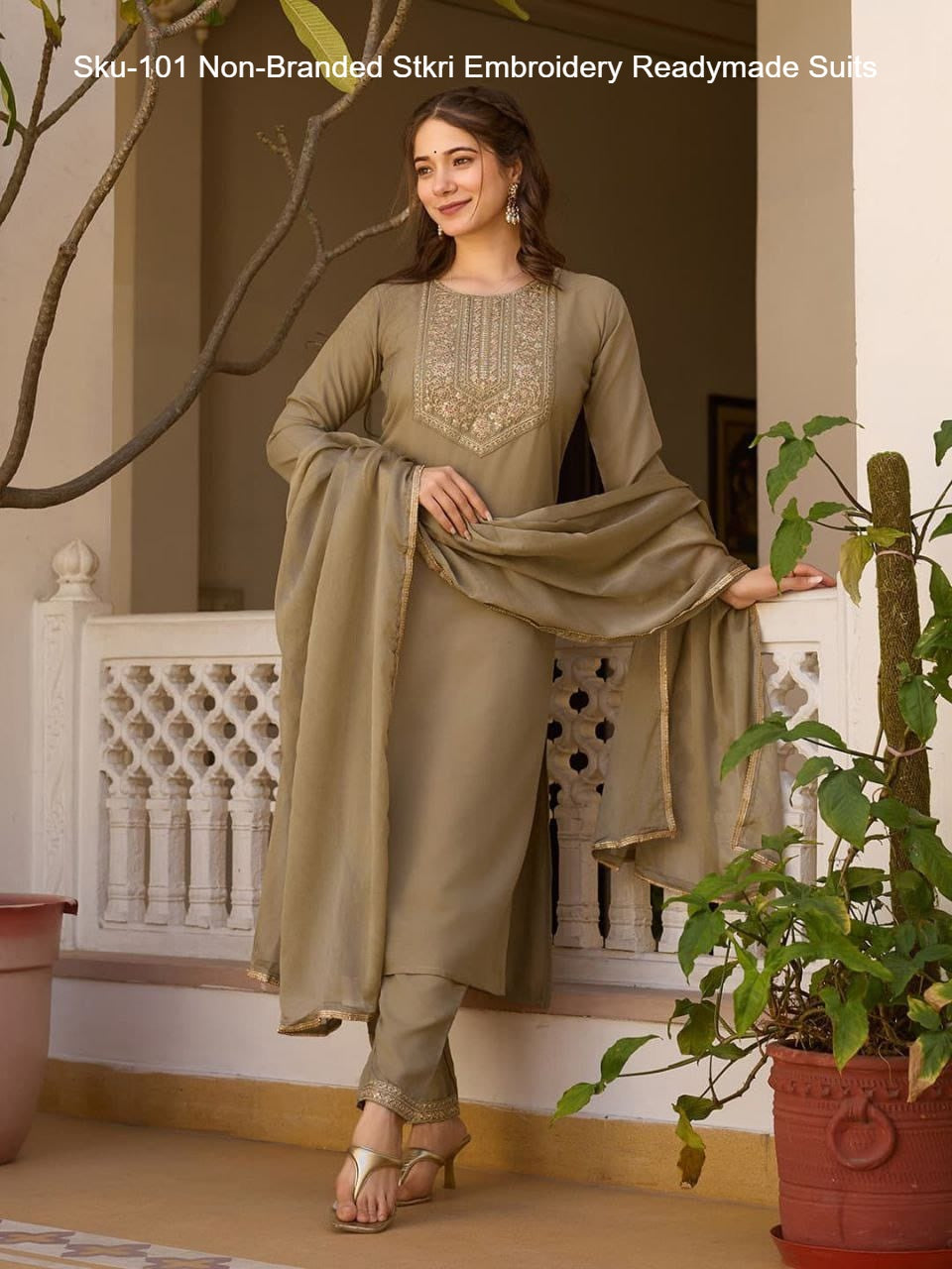 Sku-101 Non-Branded Stkri Embroidery Readymade Suits