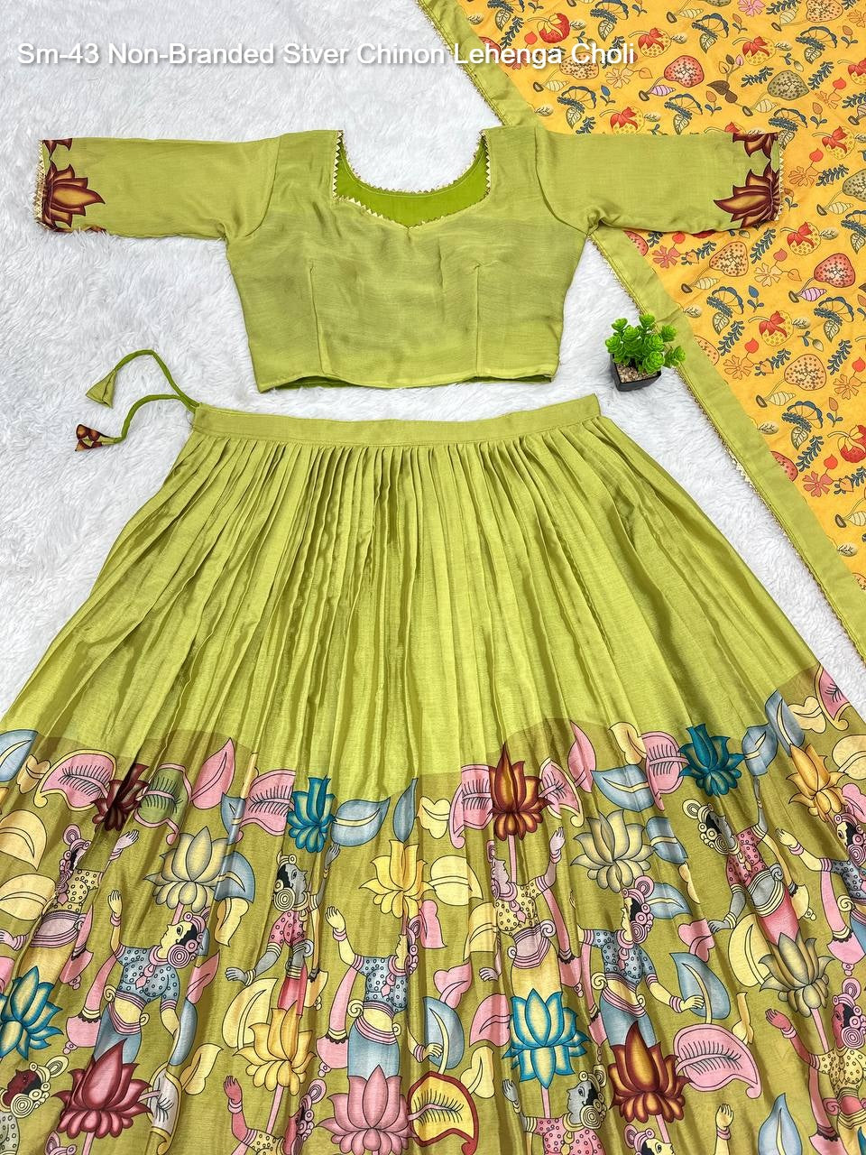 Sm-43 Non-Branded Stver Chinon Lehenga Choli
