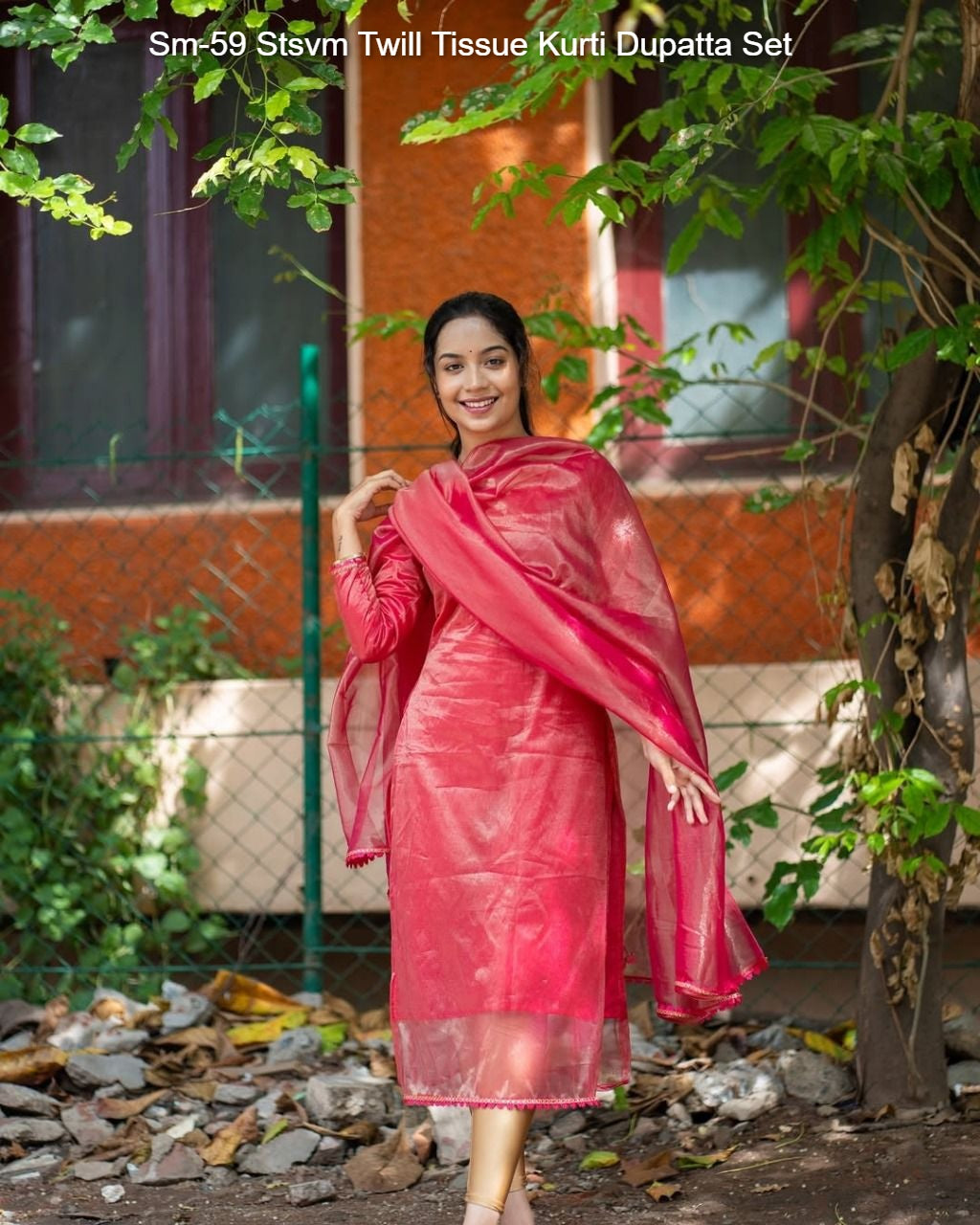 Sm-59 Stsvm Twill Tissue Kurti Dupatta Set
