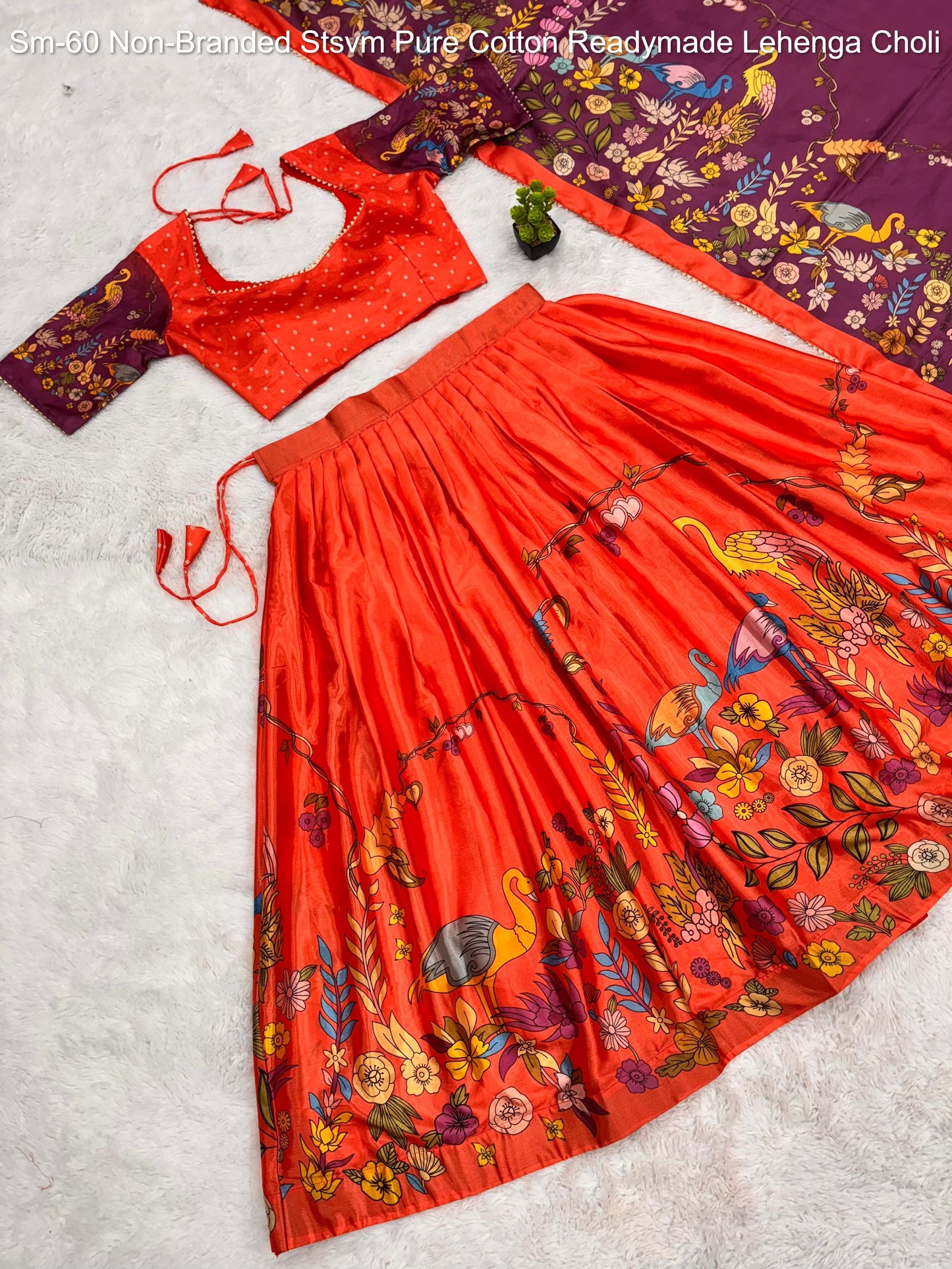 Sm-60 Non-Branded Stsvm Pure Cotton Readymade Lehenga Choli