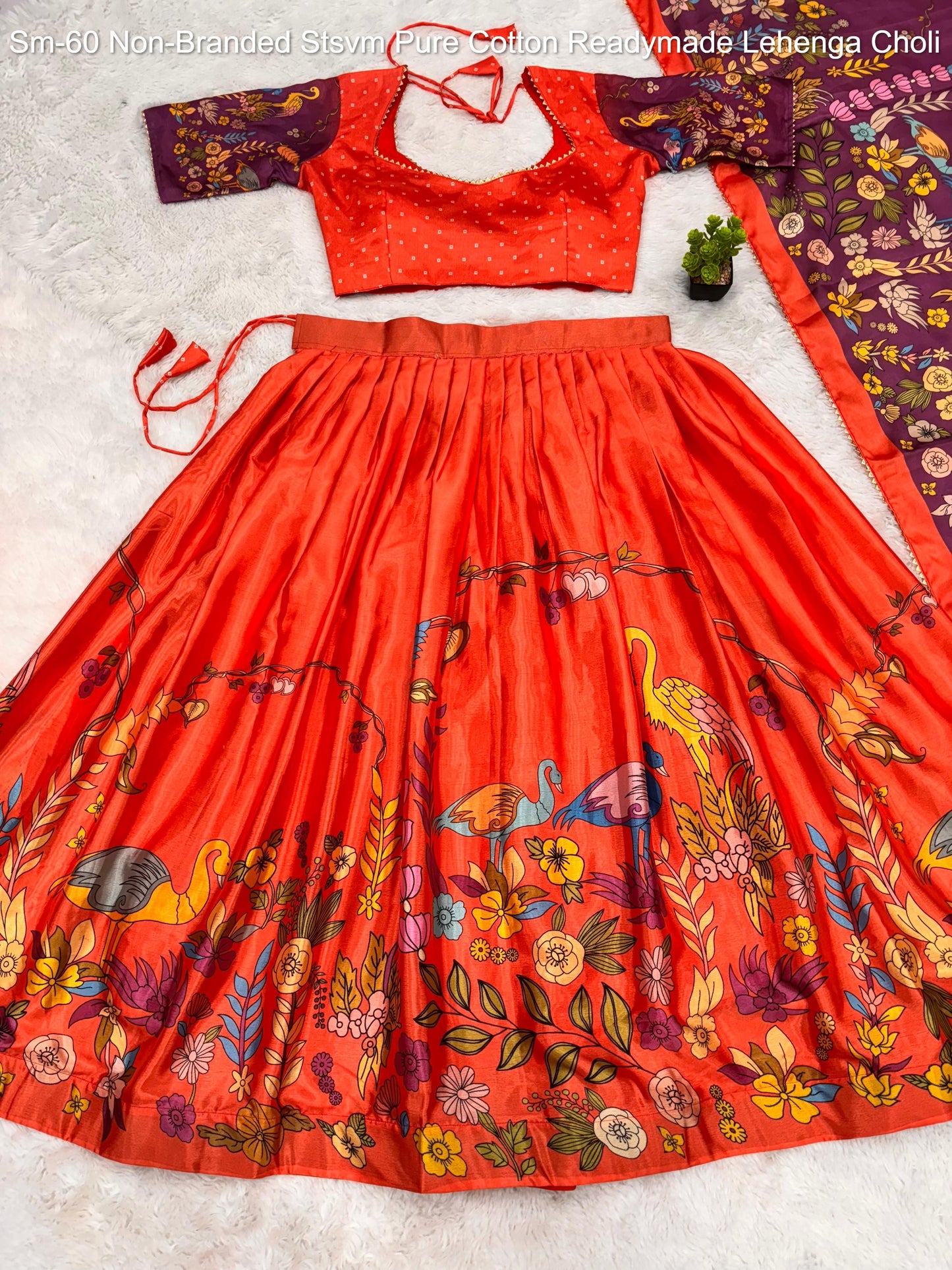 Sm-60 Non-Branded Stsvm Pure Cotton Readymade Lehenga Choli