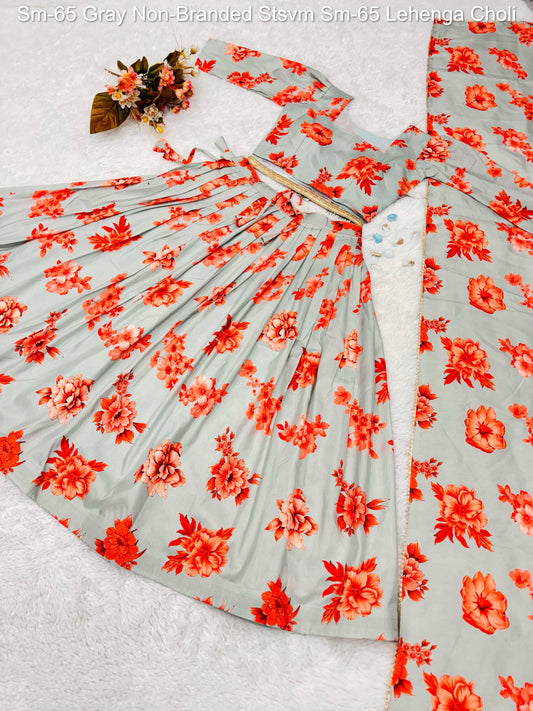 Sm-65 Gray Non-Branded Stsvm Sm-65 Lehenga Choli