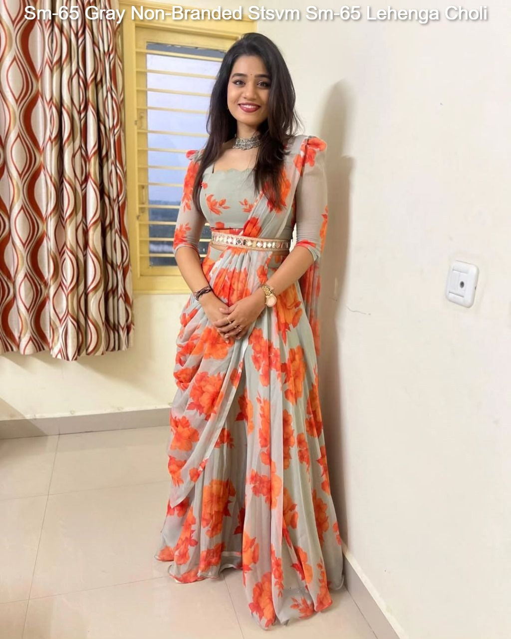 Sm-65 Gray Non-Branded Stsvm Sm-65 Lehenga Choli