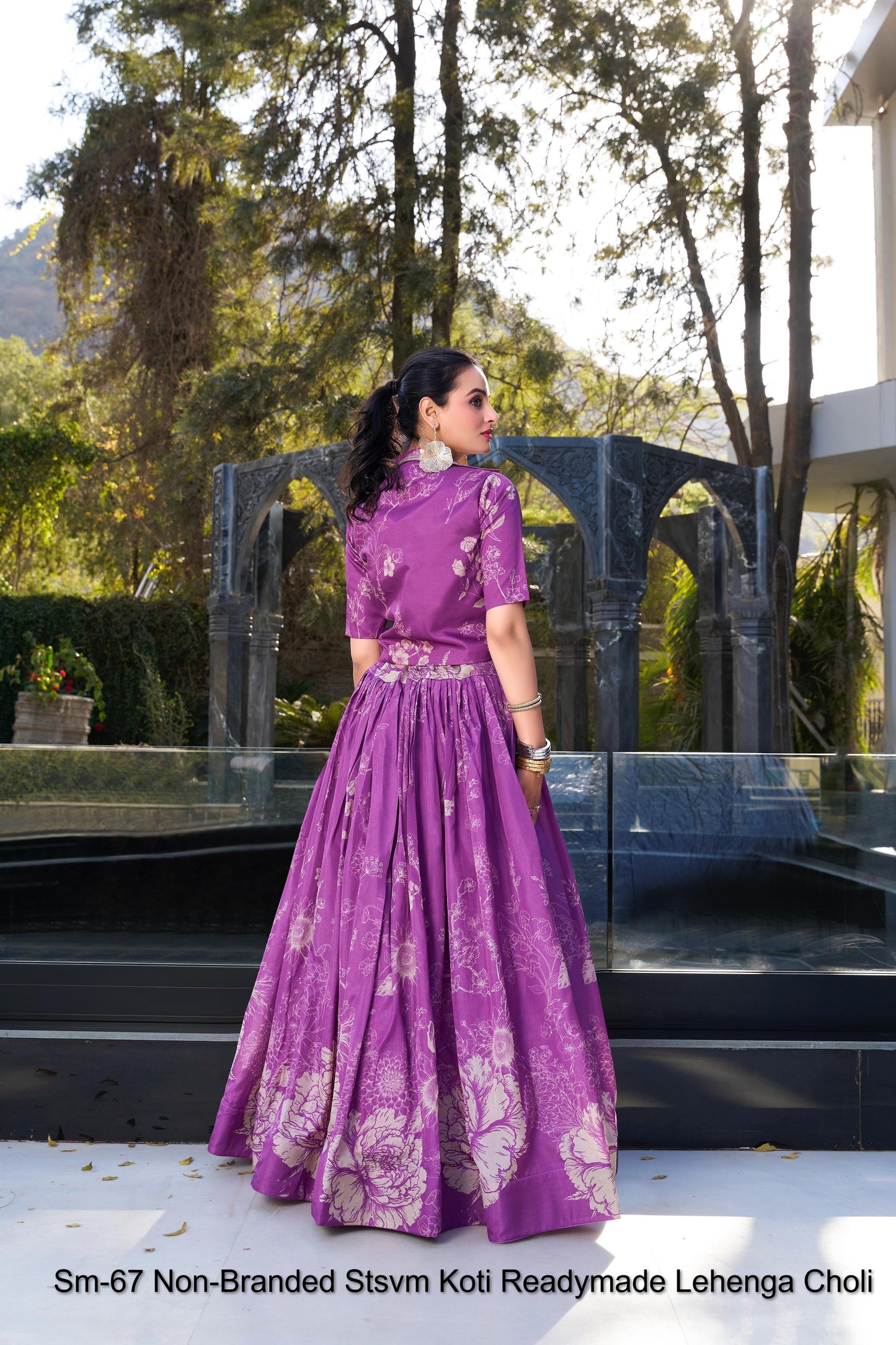 Sm-67 Rani Off White Peach Green Non-Branded Stsvm Tussar Silk Koti Lehenga Choli