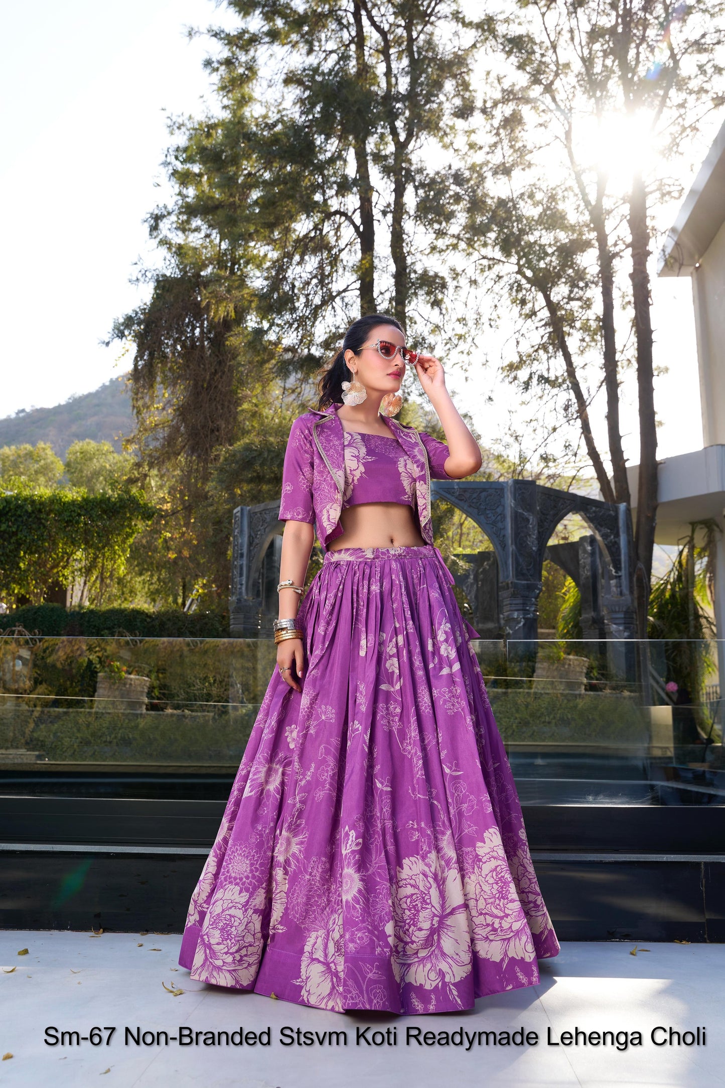 Sm-67 Rani Off White Peach Green Non-Branded Stsvm Tussar Silk Koti Lehenga Choli