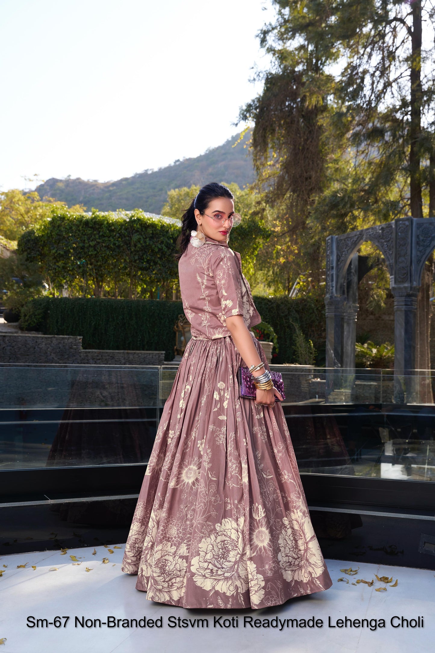 Sm-67 Rani Off White Peach Green Non-Branded Stsvm Tussar Silk Koti Lehenga Choli