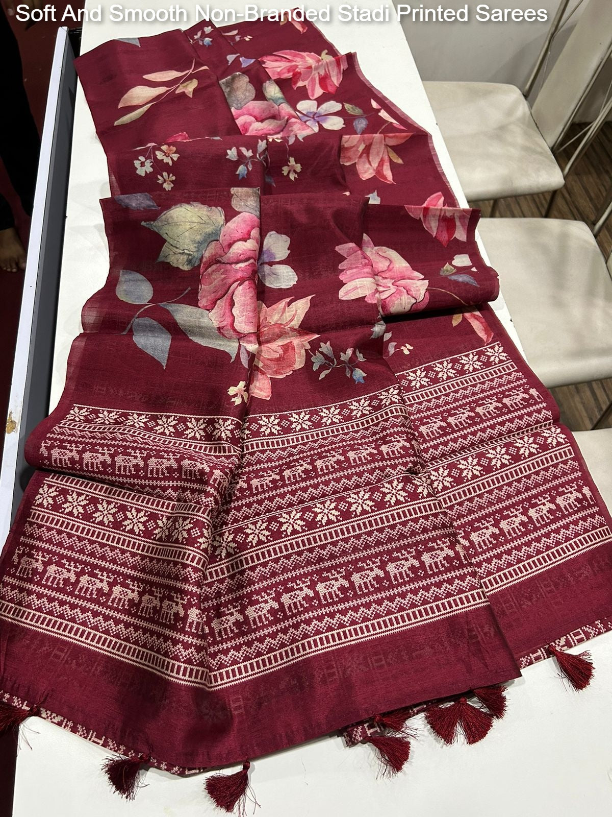 Soft And Smooth Non-Branded Stadi Printed Sarees