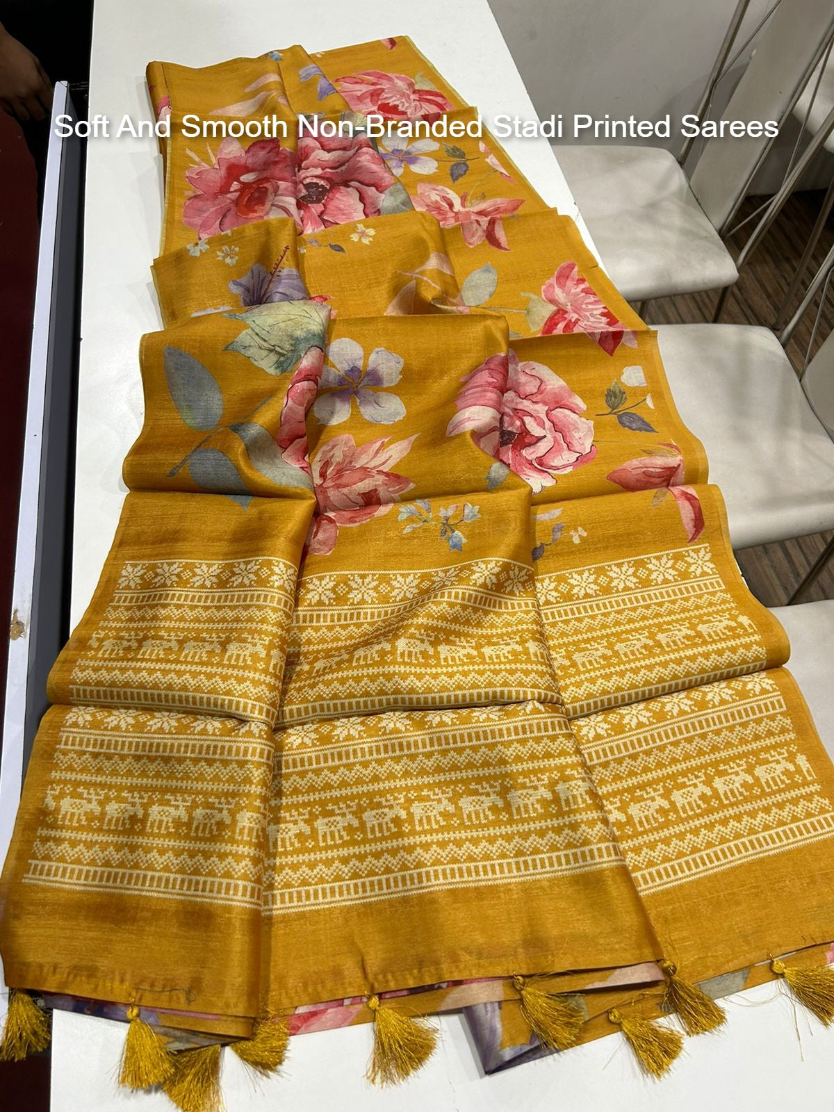 Soft And Smooth Non-Branded Stadi Printed Sarees