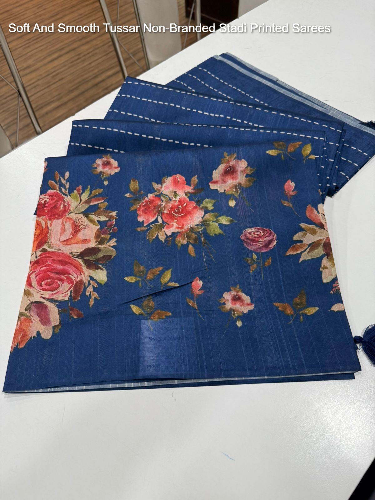 Soft And Smooth Tussar Non-Branded Stadi Printed Sarees