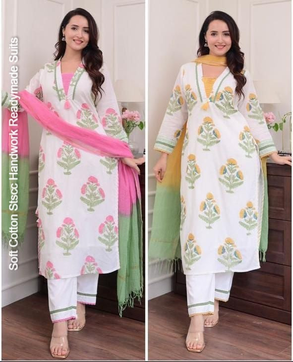 Soft Cotton Stscc Handwork Readymade Suits