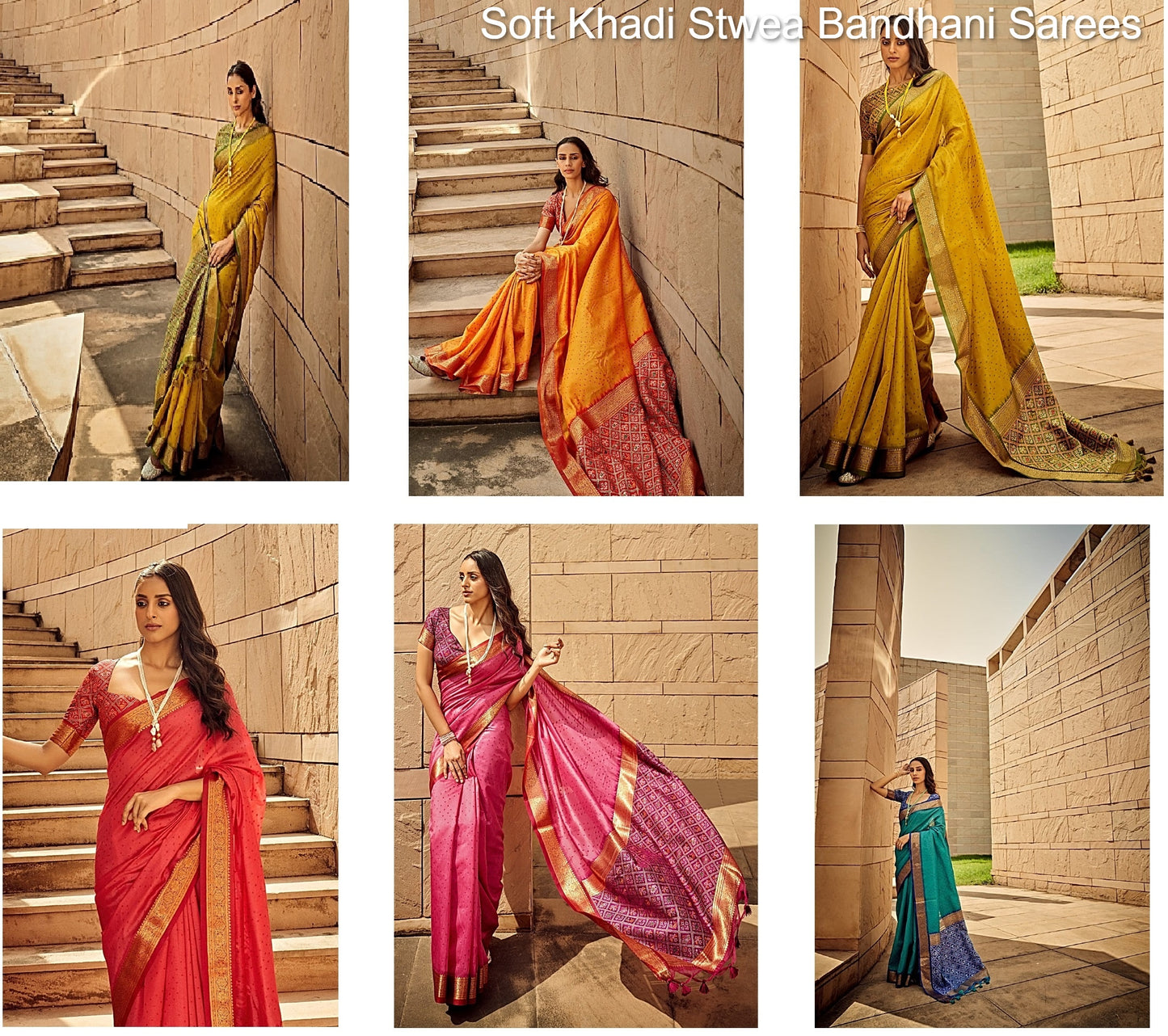Soft Khadi Stwea Bandhani Sarees