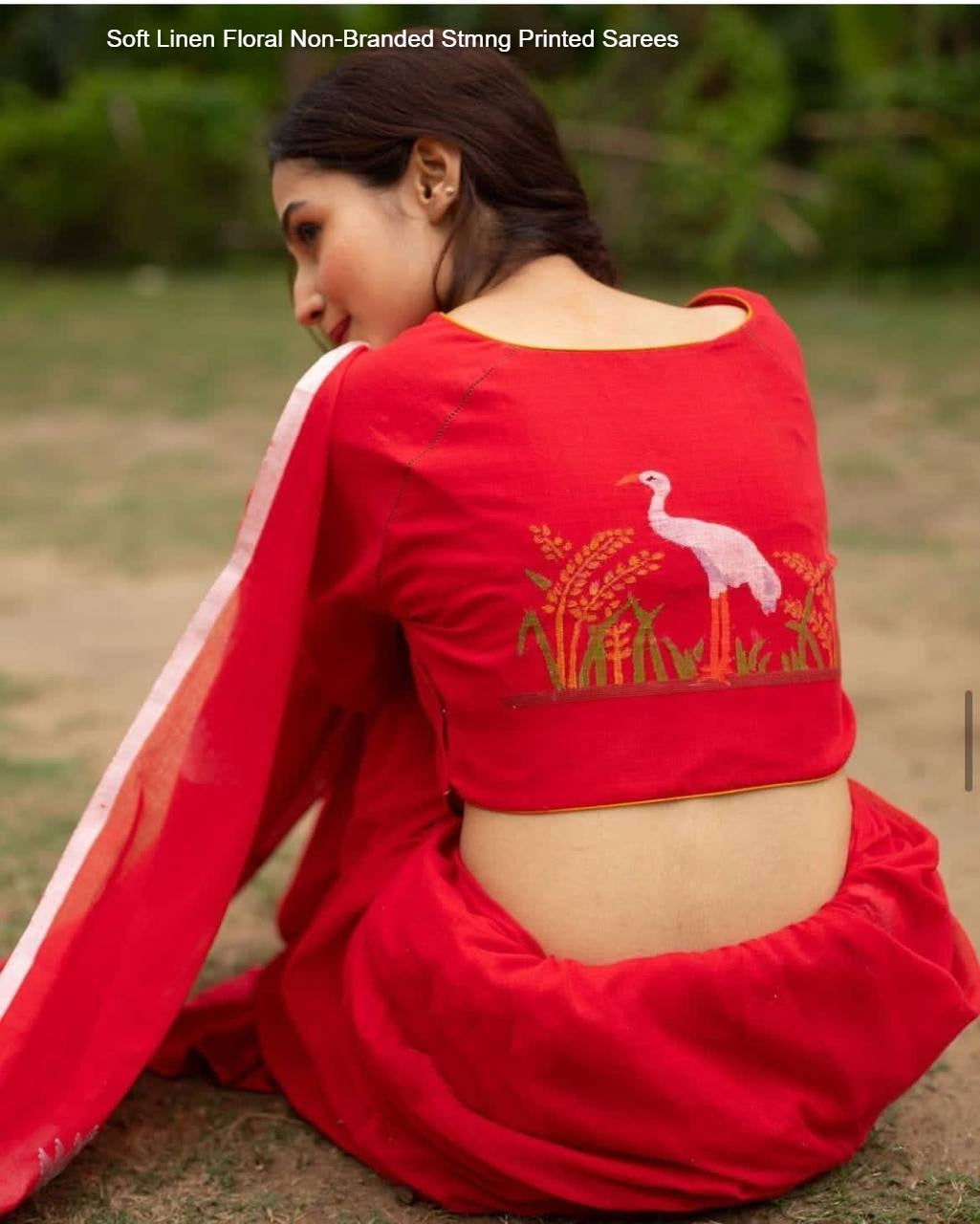 Soft Linen Floral Non-Branded Stmng Printed Sarees