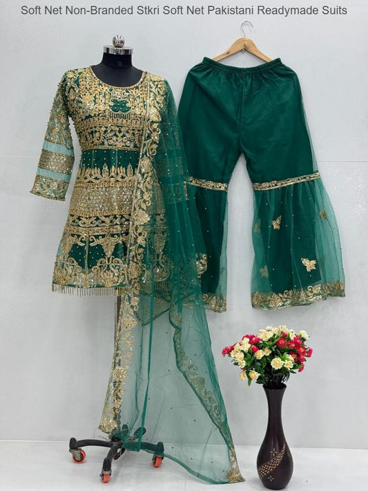 Soft Net Non-Branded Stkri Soft Net Pakistani Readymade Suits