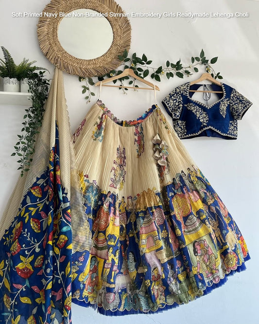 Soft Printed Non-Branded Stmnan Embroidery Girls Readymade Lehenga Choli