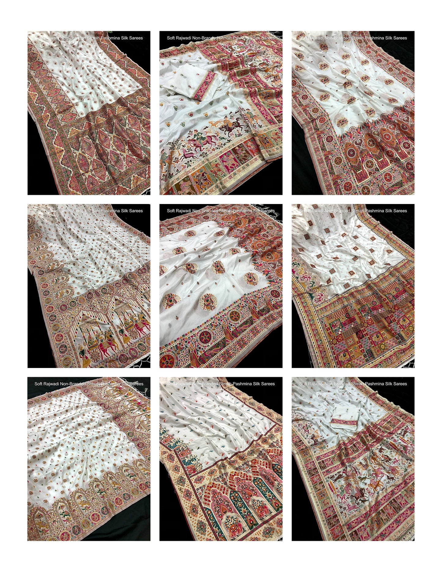 Soft Rajwadi Non-Branded Stmah Pashmina Silk Sarees