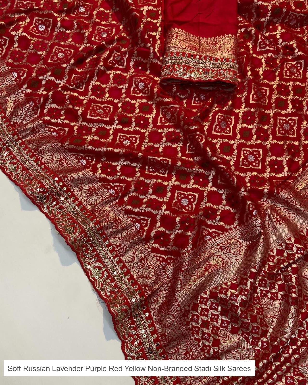 Soft Russian Lavender Purple Red Yellow Non-Branded Stadi Silk Sarees