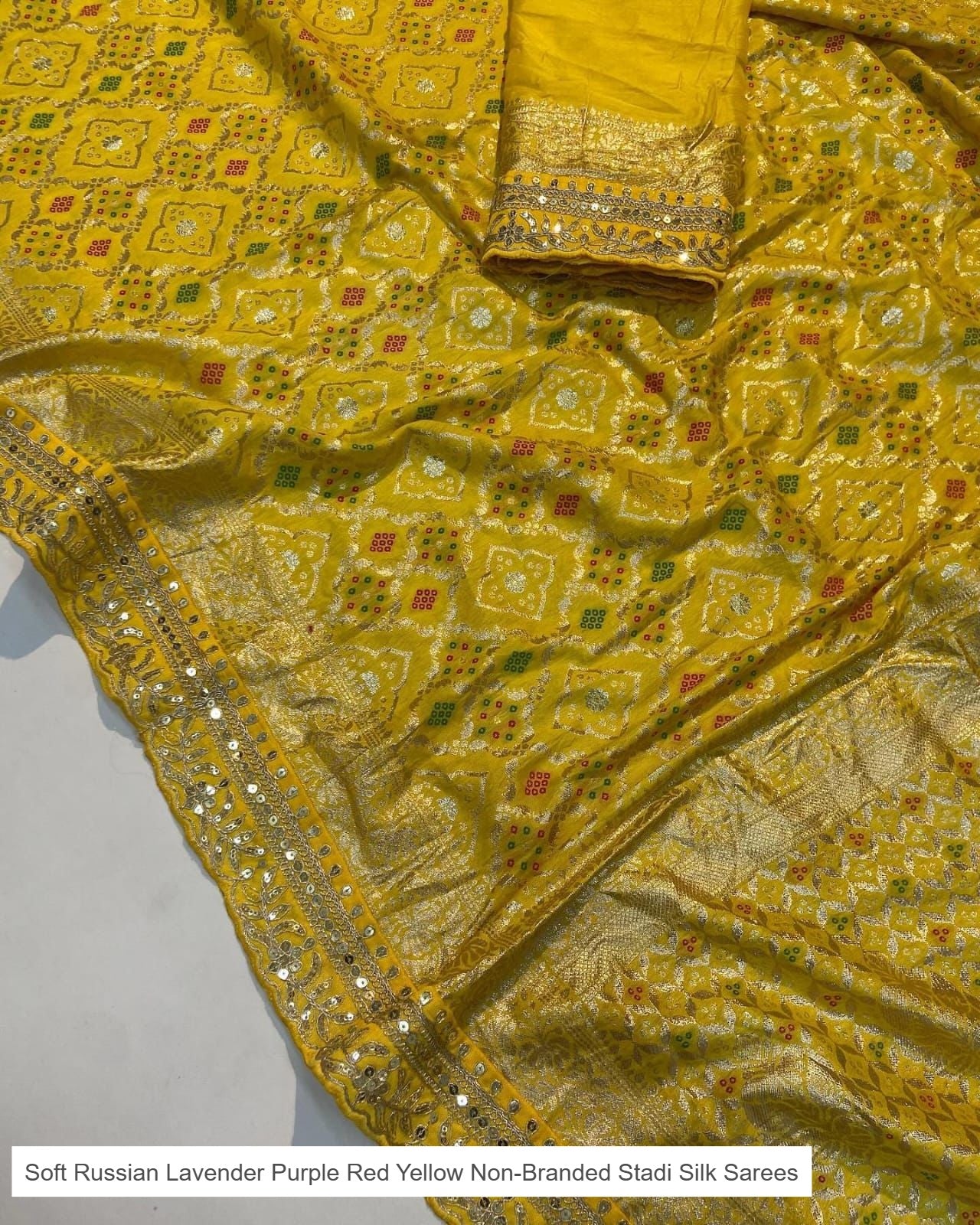 Soft Russian Lavender Purple Red Yellow Non-Branded Stadi Silk Sarees