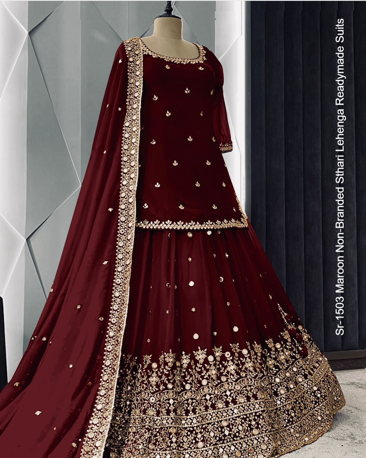 Sr-1503 Maroon Non-Branded Sthari Lehenga Readymade Suits