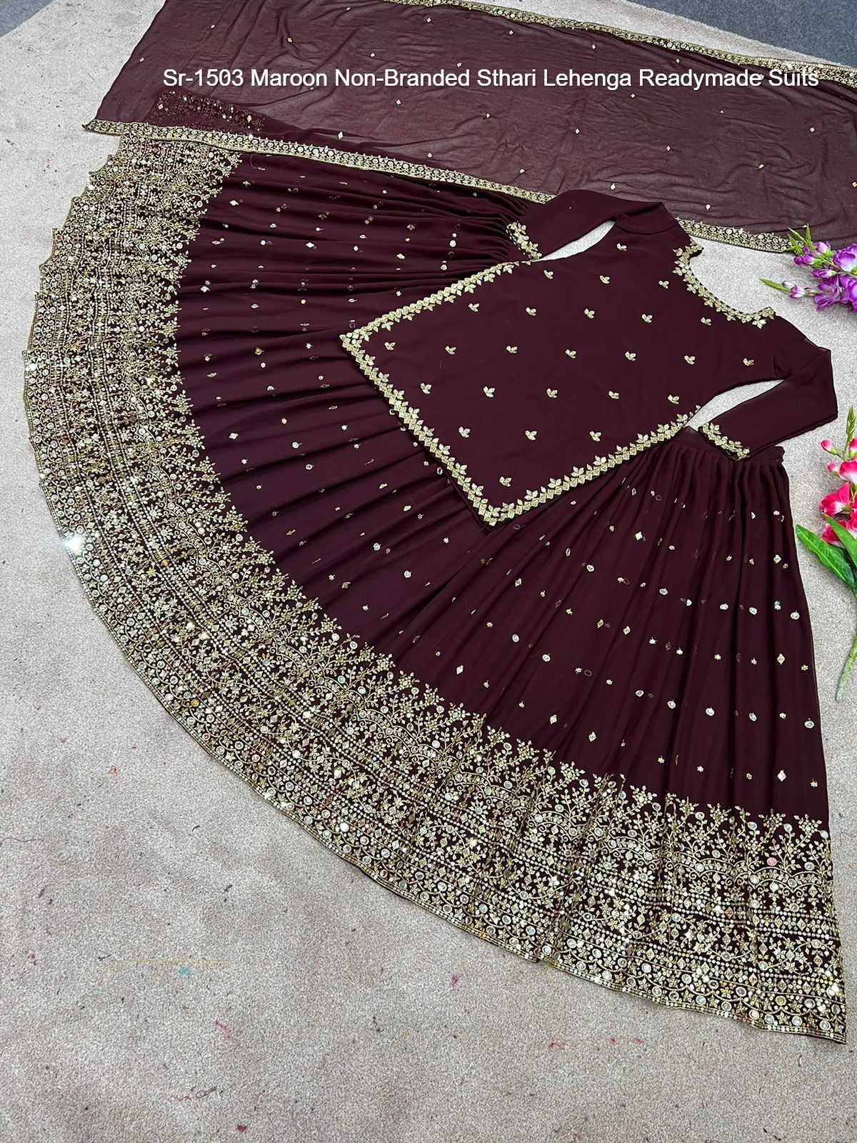 Sr-1503 Maroon Non-Branded Sthari Lehenga Readymade Suits