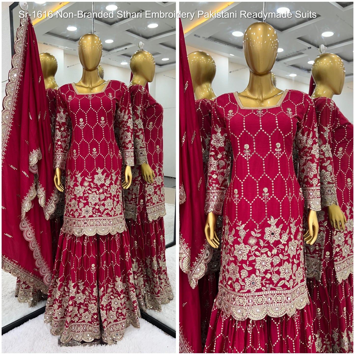 Sr-1616 Non-Branded Sthari Embroidery Pakistani Readymade Suits