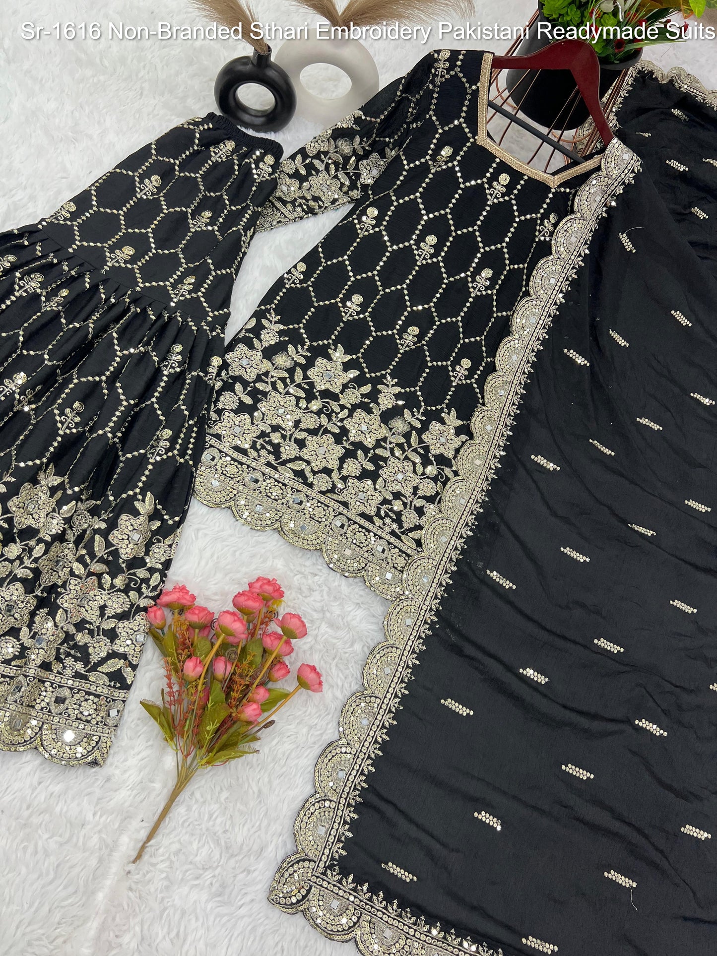 Sr-1616 Non-Branded Sthari Embroidery Pakistani Readymade Suits