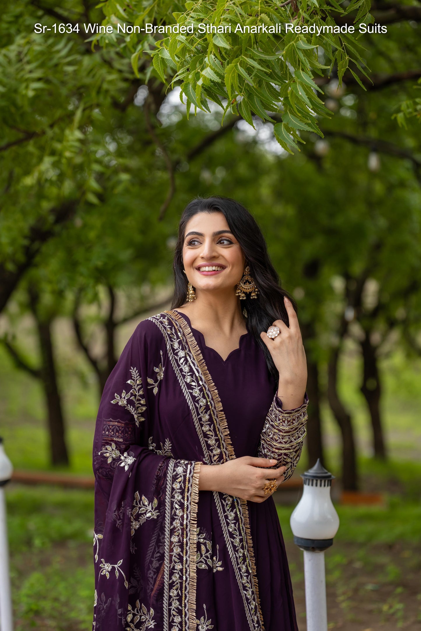 Sr-1634 Wine Non-Branded Sthari Anarkali Readymade Suits